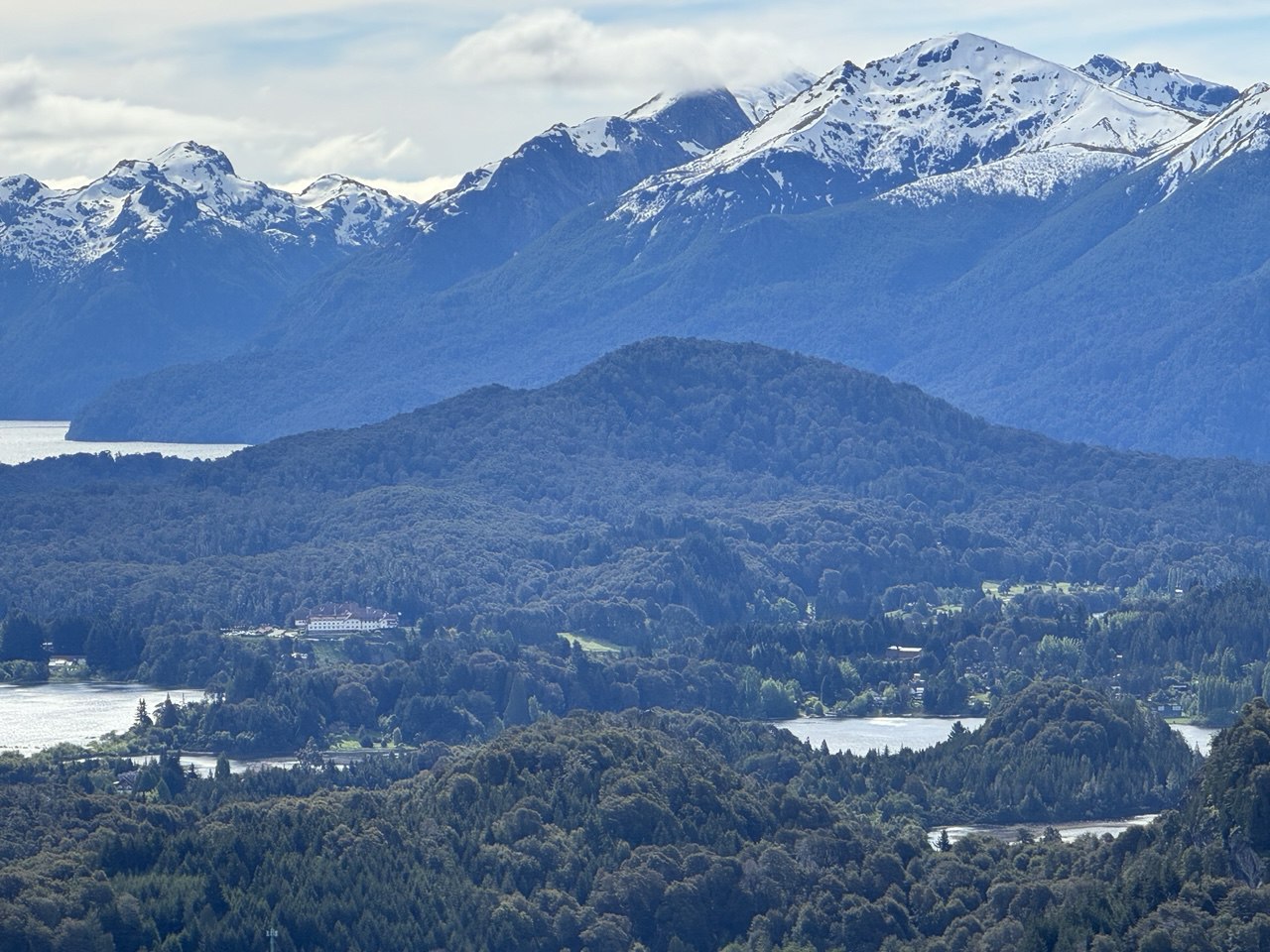 Snow-capped Andes, lakes and forests in Argentine Patagonia